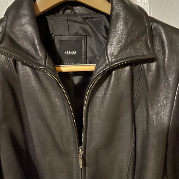 Leather Coat/Jacket with Tie Belt, Size Small, JLC New York - Picture 2 of 7